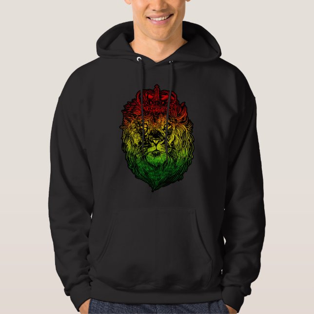 Lion Judah Rastafarian Ethiopian Lion  Reggaeton P Hoodie (Vorderseite)