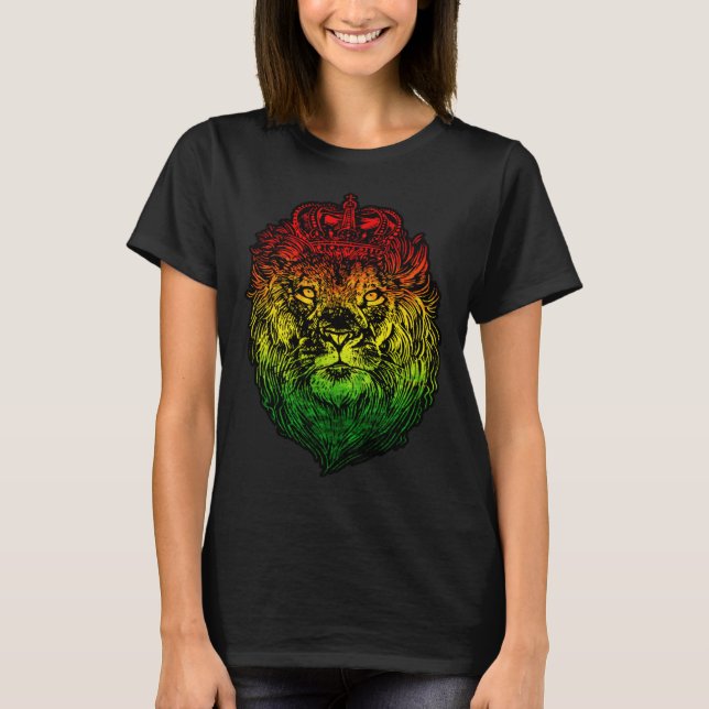 Lion Judah Rastafarian Ethiopian Lion  Reggaeton P T-Shirt (Vorderseite)