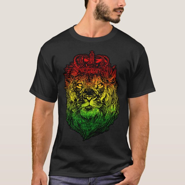 Lion Judah Rastafarian Ethiopian Lion  Reggaeton P T-Shirt (Vorderseite)