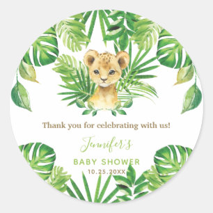 Lion Jungle Animals Greeneral Neutral Baby Shower Runder Aufkleber