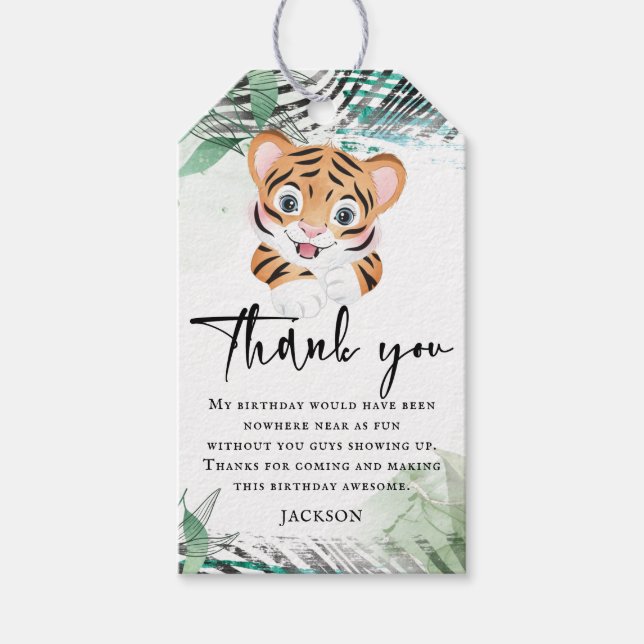 Lion Jungle Birthday Vielen Dank Geschenkanhänger (Vorderseite)