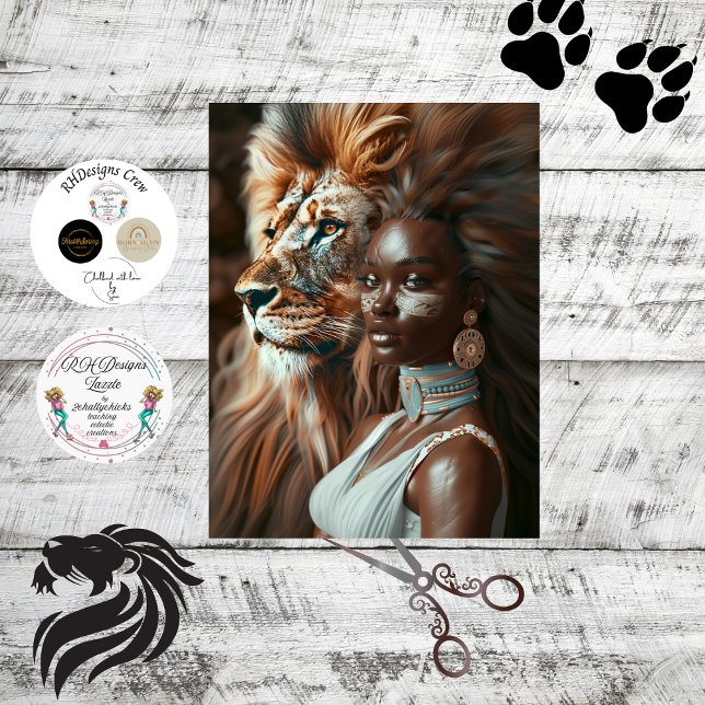 Lion Jungle Black Woman Decoupage Seidenpapier (Von Creator hochgeladen)