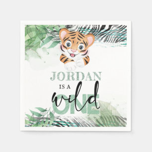 Lion Jungle Personalisiert erster Geburtstag Serviette