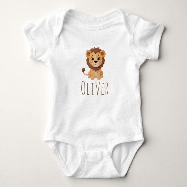 Lion Jungle Safari | INDIVIDUELLE NAME Baby Strampler (Vorderseite)
