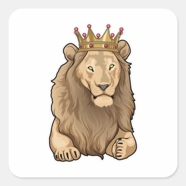 Lion King Crown Quadratischer Aufkleber (Vorderseite)
