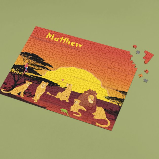 Lion King of Jungle Personalisiert Africa Puzzle (Von Creator hochgeladen)