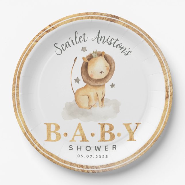Lion King Safari Watercolor Babydusche Pappteller (Vorderseite)