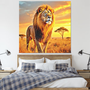 Lion King Savanna Sunset Design Leinwanddruck