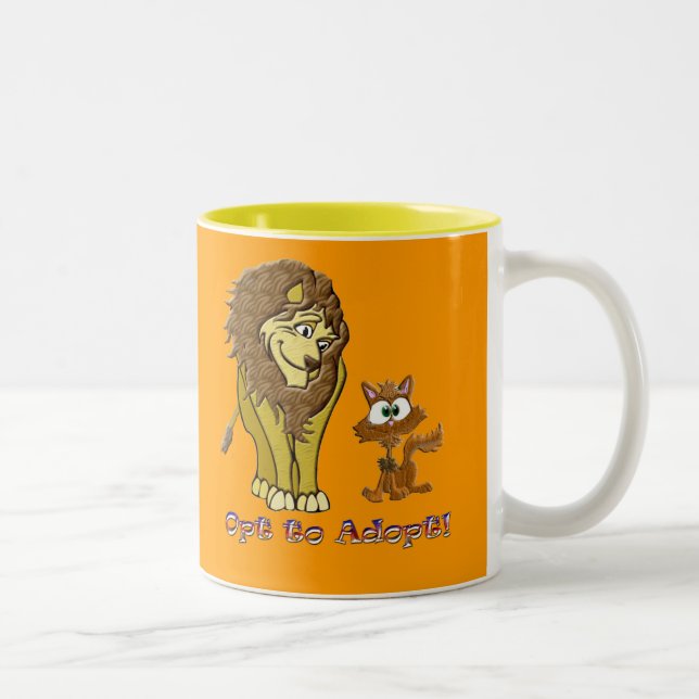 Lion & Kitty Cartoon Zweifarbige Tasse (Rechts)