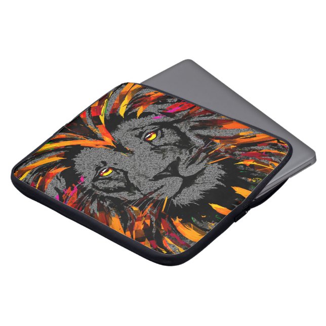 Lion Laptop Case | Orange Lion Head Illustration (Vorne Oben)