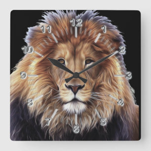 Lion Large Clock Quadratische Wanduhr