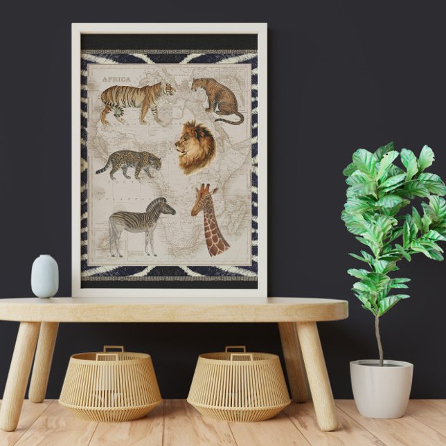 Lion Leopard Zebra Africa Vintag Map Decoupage Seidenpapier (Von Creator hochgeladen)