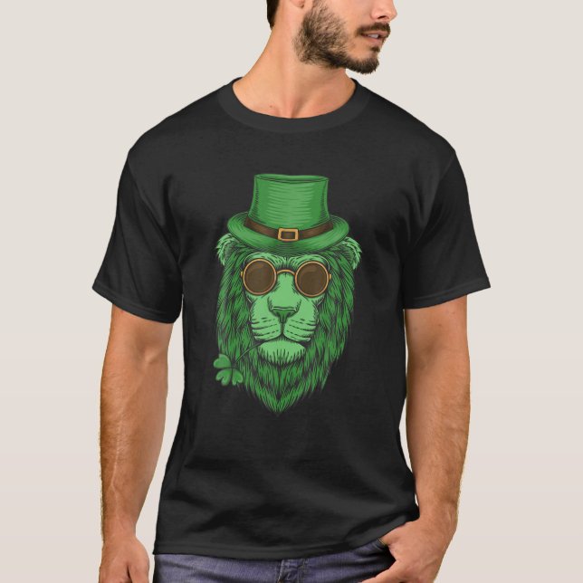 Lion Leprechaun Hat Kleeblatt St Patricks Day Kids T-Shirt (Vorderseite)