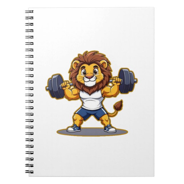 Lion Lifting Light Weights – Cute Gym Animal Illus Notizblock (Vorderseite)