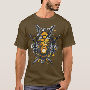 Lion Lion Head Wild cat Samurai Helmet for Men  T-Shirt