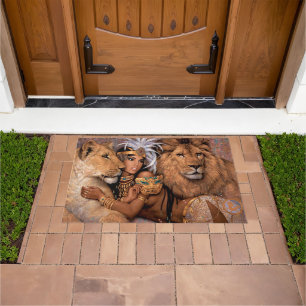 Lion Lioness Princess Doormat Fußmatte