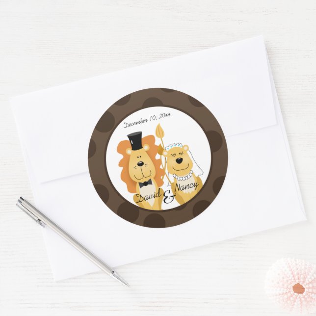 Lion & Lioness Wedding Couple Stickers (Umschlag)
