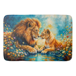 Lion Lioness Wildkatzen Liebe wild lebende Tiere Badematte