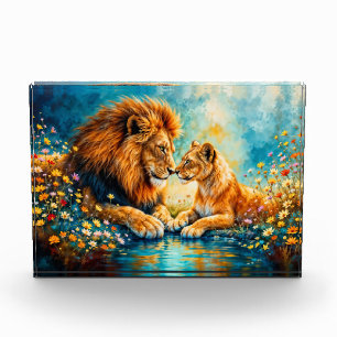 Lion Lioness Wildkatzen Liebe wild lebende Tiere Fotoblock