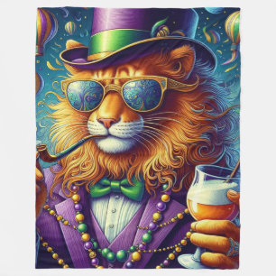 Lion/Louisiana Mardi Gras Fleecedecke