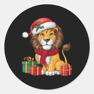 Lion Lover Xmas Feiertag Weihnachten Runder Aufkleber