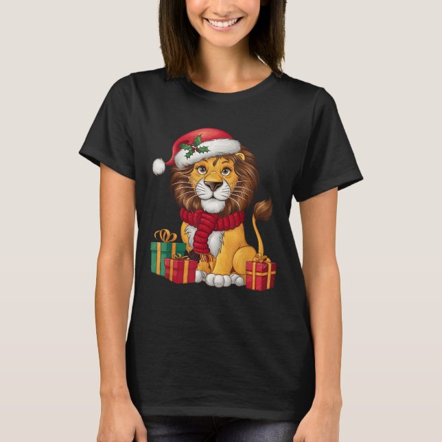 Lion Lover Xmas Holiday Santa Lion Christmas  T-Shirt (Vorderseite)