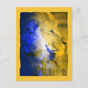 Lion Man Collage Postkarte