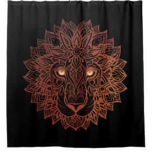 Lion Mandala Ornamental, handgezeichneter Lion Man Duschvorhang