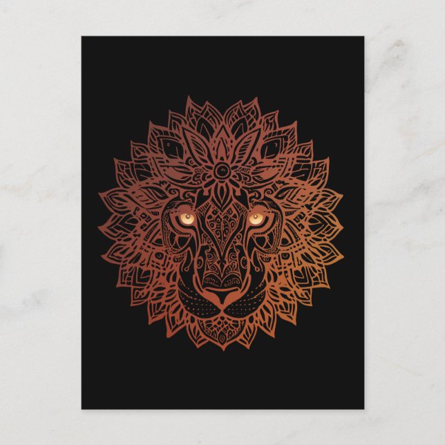 Lion Mandala Ornamental, handgezeichneter Lion Man Postkarte (Vorderseite)