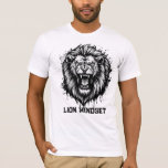 Lion Mindset Powerful Lion Graphic Animal T-Shirt<br><div class="desc">A bold lion graphic featuring the phrase Lion Mindset. This powerful lion design represents strength, leadership, courage and confidence. Perfect for anyone who loves lion symbolism, motivational apparel and strong animal designs. Great gift for lion lovers, leaders, gym enthusiasts and people who believe in the lion mindset.</div>