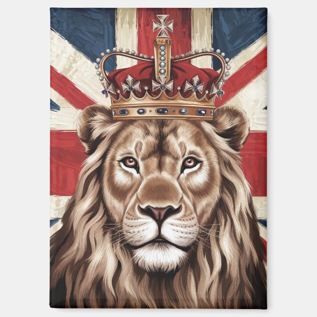 Lion mit einer britischen Flagge einer Krone Magnet (Vorderseite)