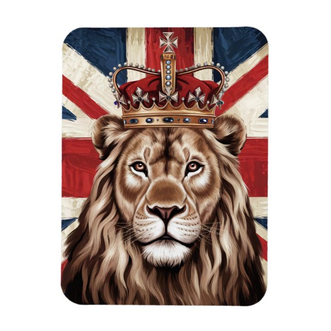 Lion mit einer britischen Flagge einer Krone Magnet (Vertikal)