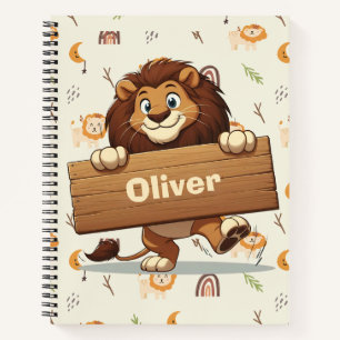 Lion mit Holzschild Notizbuch