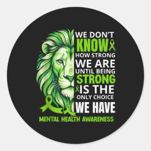 Lion Motivierend Green Ribbon Mental Health Aware Runder Aufkleber