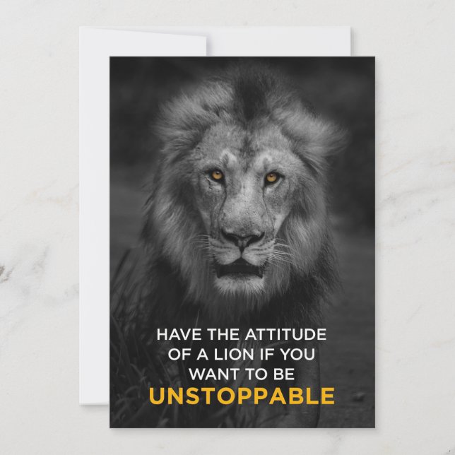Lion Motivierend Unstoppaple Dankeskarte (Vorderseite)