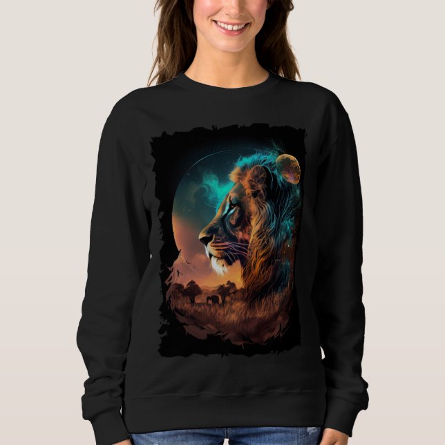 Lion mountain sunset retro 70s vintage  7 sweatshirt (Vorderseite)