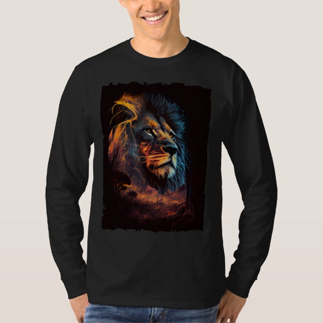 Lion mountain sunset retro 70s vintage T-Shirt (Vorderseite)