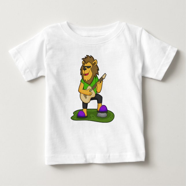 Lion Musician Gitarre Baby T-shirt (Vorderseite)