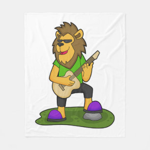 Lion Musician Gitarre Fleecedecke