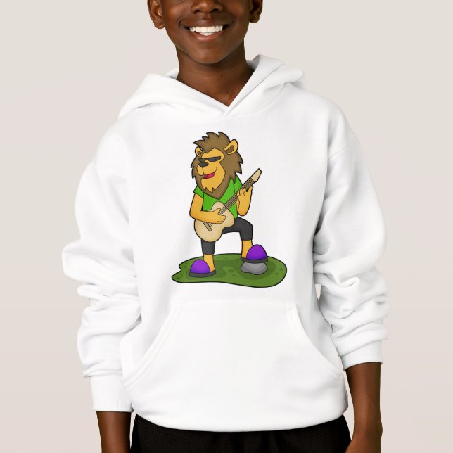 Lion Musician Gitarre Hoodie (Vorderseite)