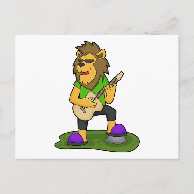 Lion Musician Gitarre Postkarte (Vorderseite)