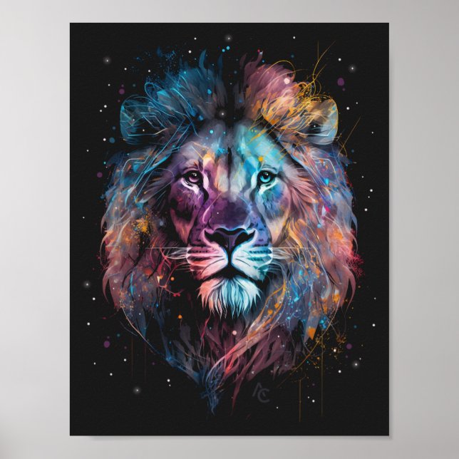 Lion Nebular - Graffiti Neon Ink Splash Sweatshirt Poster (Vorne)