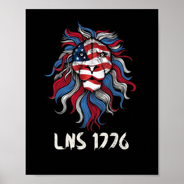 Lion Not Sheep 1776 USA Flag Independence Poster (Vorne)