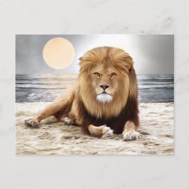 Lion Ocean Foto Paint Postkarte (Vorderseite)