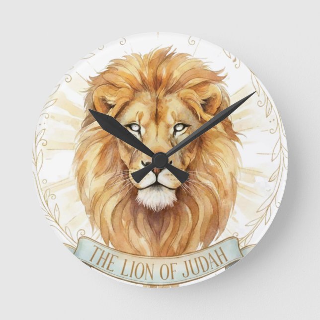 Lion of Judah Biblical Watercolor Wall Clock Runde Wanduhr (Vorderseite)
