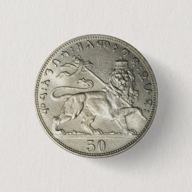 Lion of Judah Empire Ethiopia Rasta Reggae Roots Button (Vorderseite)