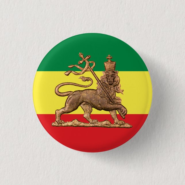 Lion of Judah - Haile Selassie - Rastafari Button (Vorderseite)