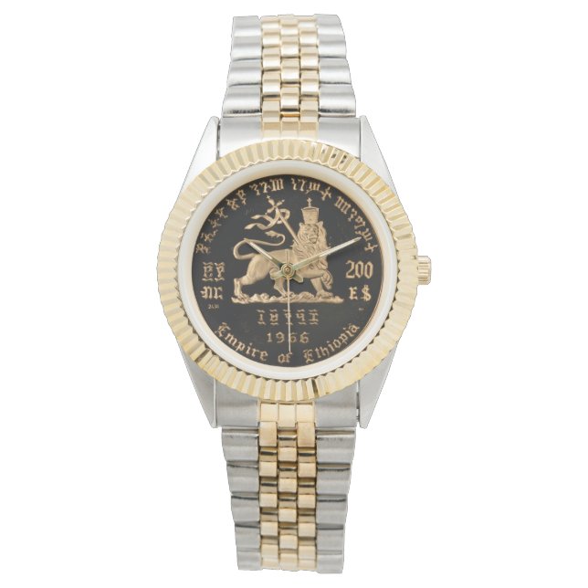 Lion of Judah Haile Selassie Rastafari Gold Watch  Armbanduhr (Vorderseite)