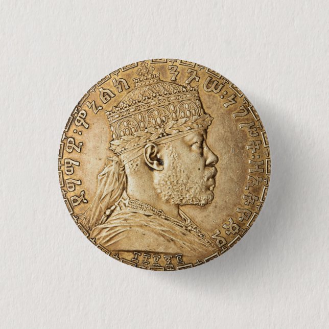 Lion of Judah Jah Army Menelik II Rasta Roots Button (Vorderseite)