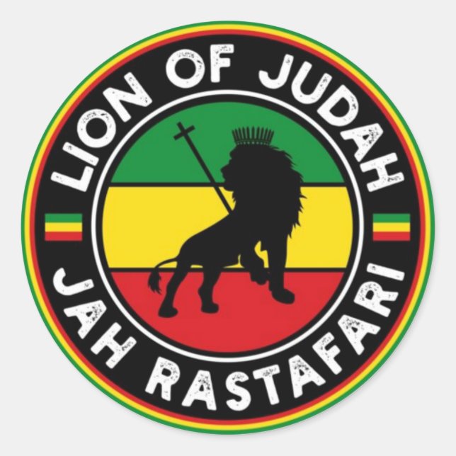 Lion of Judah Jah Rastafari Rasta Reggae Roots Runder Aufkleber (Vorderseite)